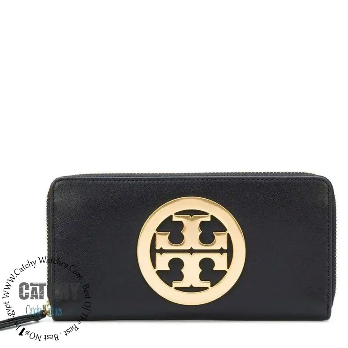 tory-burch-original-wallets-black-leather-women’s zip-around-wallet-large-gold-logo