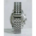 mk8280-michael-kors-watch-men-blue-dial-metal-stainless-steel-silver-strap-quartz-battery-analog-chronograph-lexington_104 Michael Kors stainless steel watch bracelet shown from rear with clasp visible.