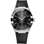omega-watch-for-men-black-dial-leather-strap