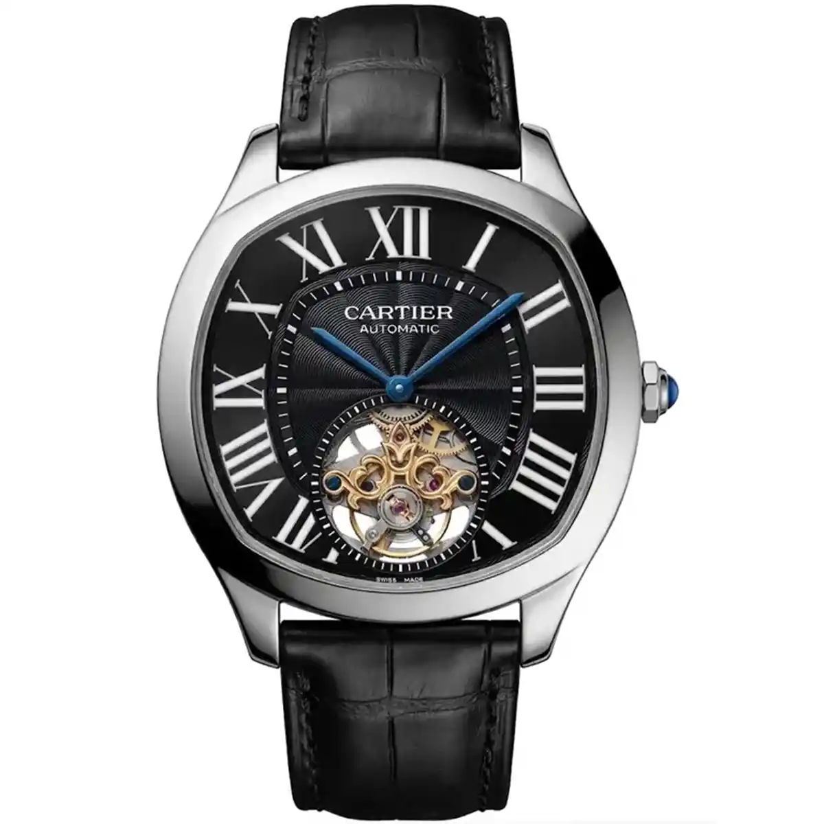 cartier-de-drive-watch-automatic-japanese-machine-black-dial-leather-strap-egypt