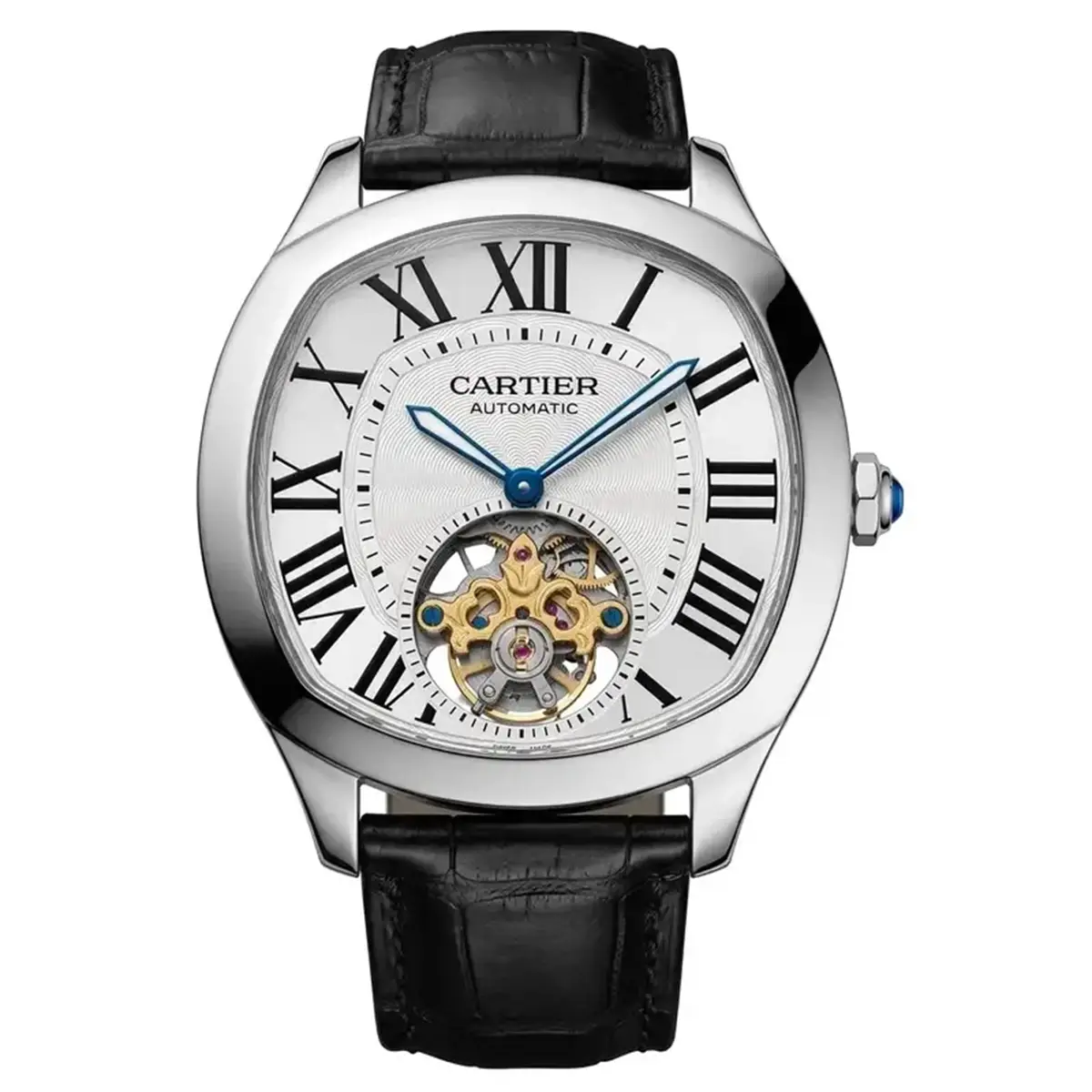 cartier-de-drive-watch-automatic-japanese-machine-white-dial-leather-strap-mirror-original-egypt