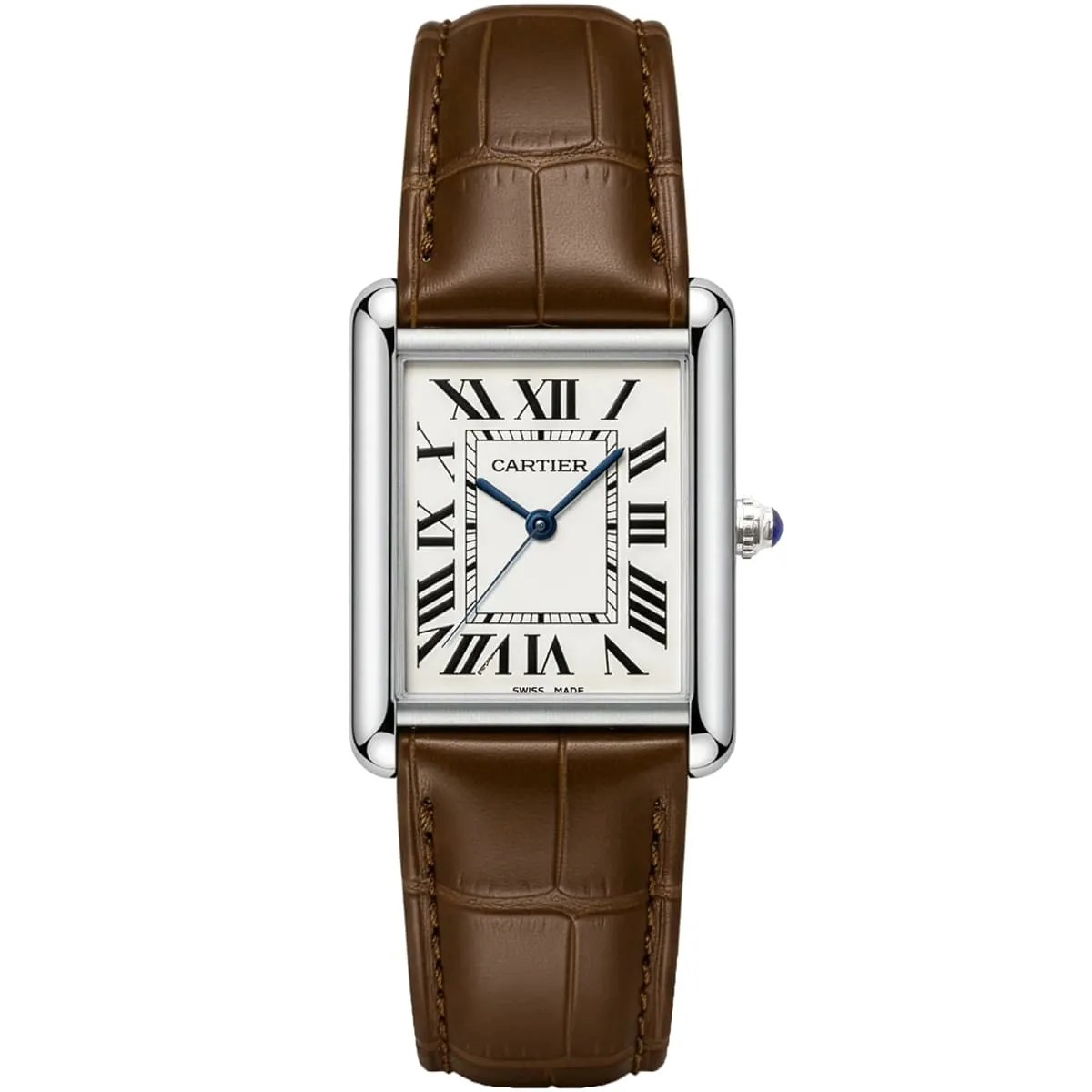 cartier-men-rectangular-silver-case-brown-leather-strap-watch