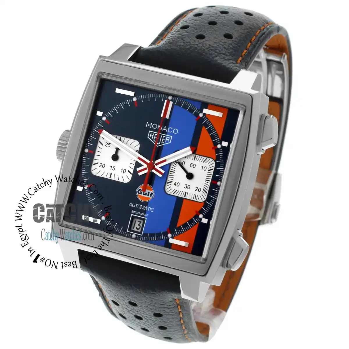 caw211R.fc6401-tag-heuer-monaco-watch-men-black-dial-blue-orange-genuine-leather-battery